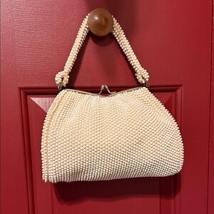 Elegant Cream Beaded Handbag vintage